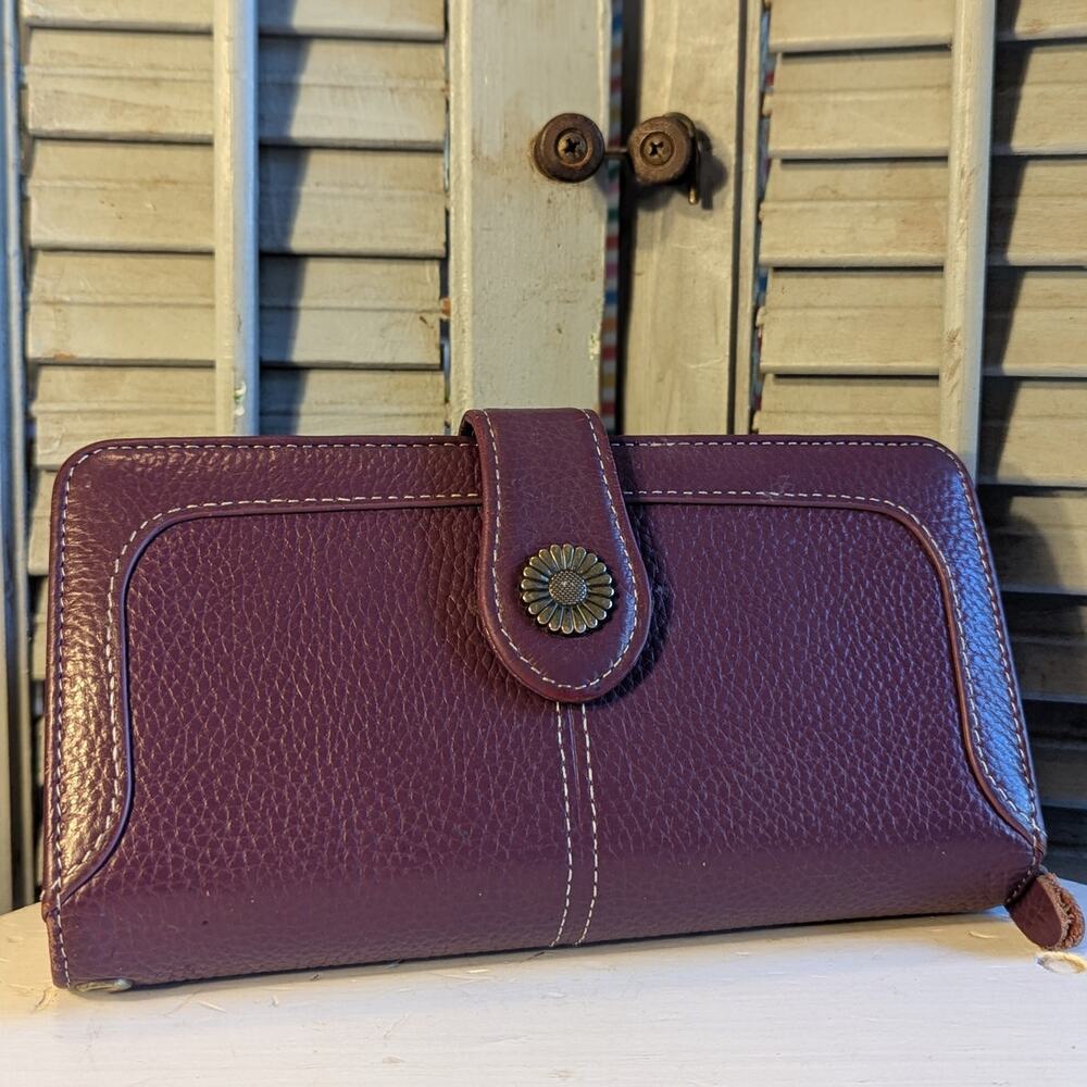 Sendefn purple leather wallet with pebbled finish RFID